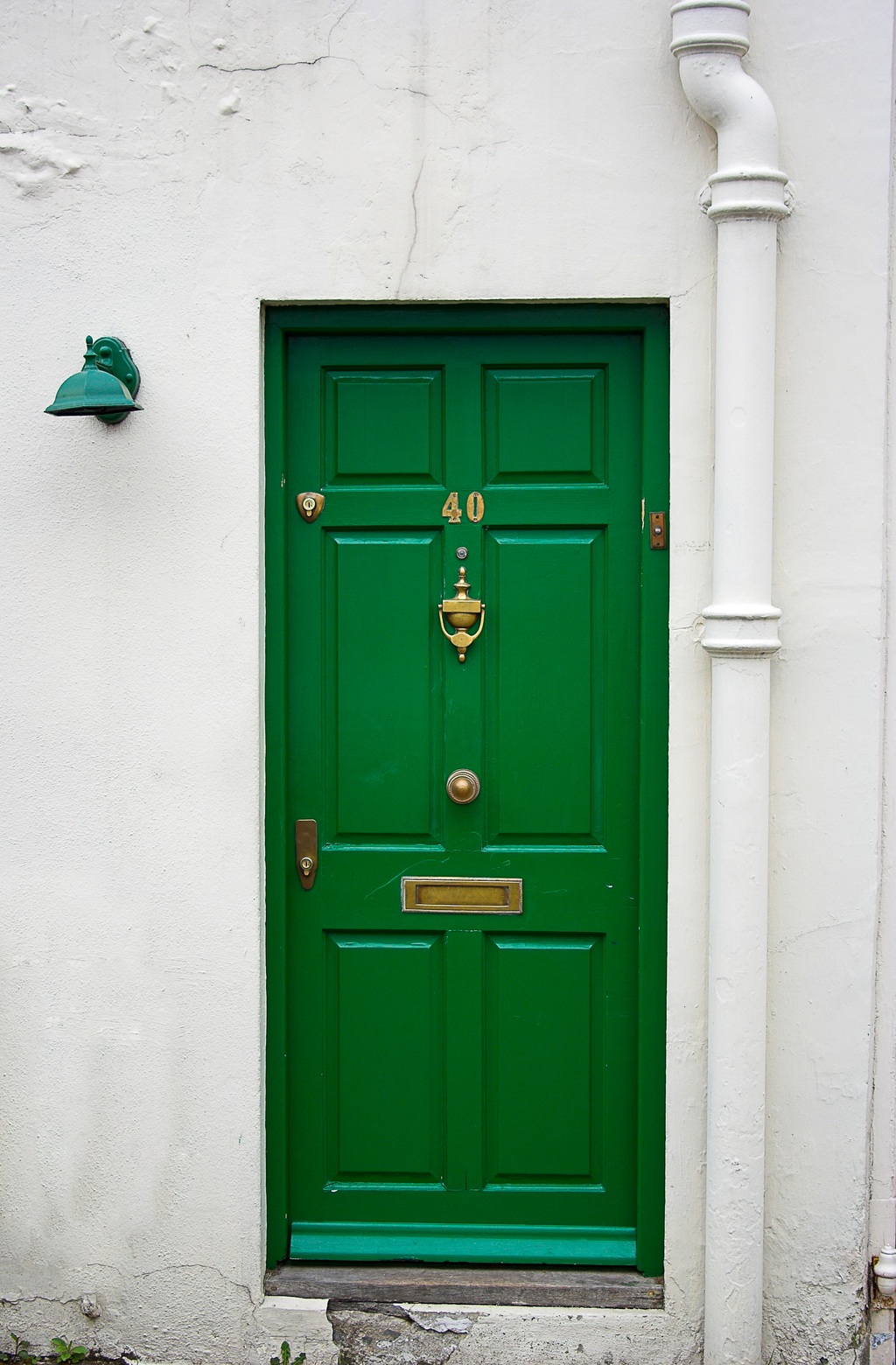 Green front door - the picture was taken in London.