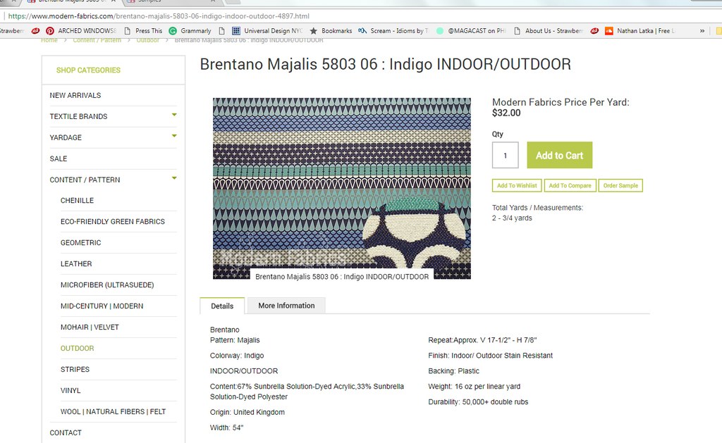 the best Slipcovers with Customer Own Material screenshot image of Brentano Majalis fabric