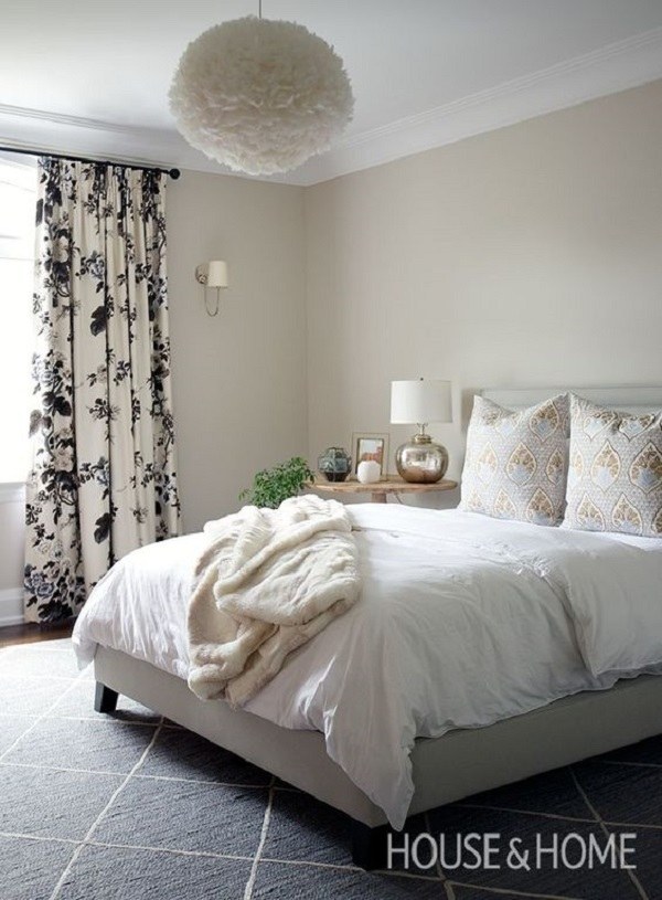 white bedroom with lighting decoration on ceiling