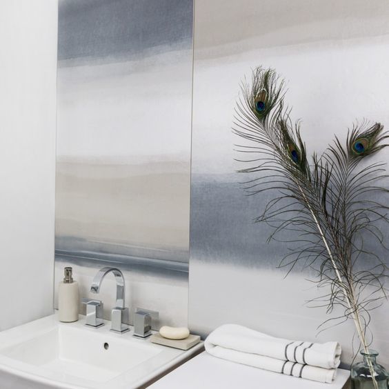 bathroom wash area with tile backsplash