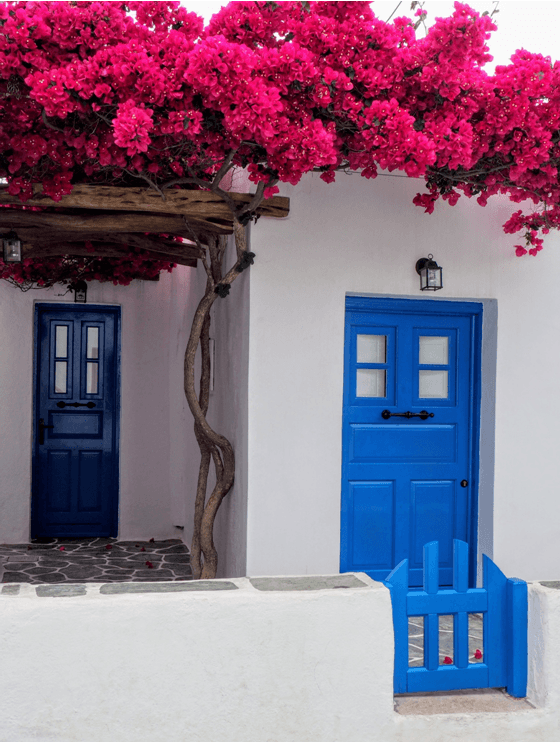 bright blue front door